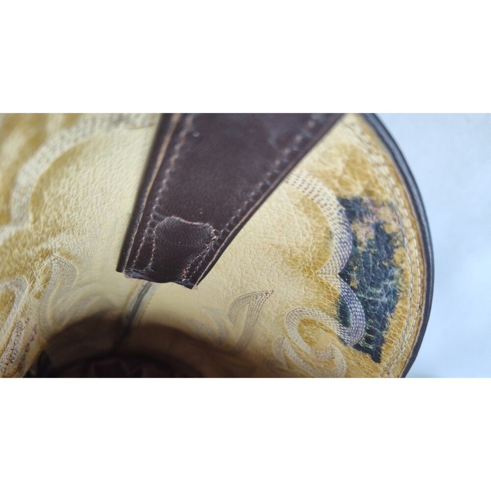 Justin Exotic Lizard Skin Western Cowboy Boots Brown Mens Size 9.5 D Pull On - Picture 14 of 15